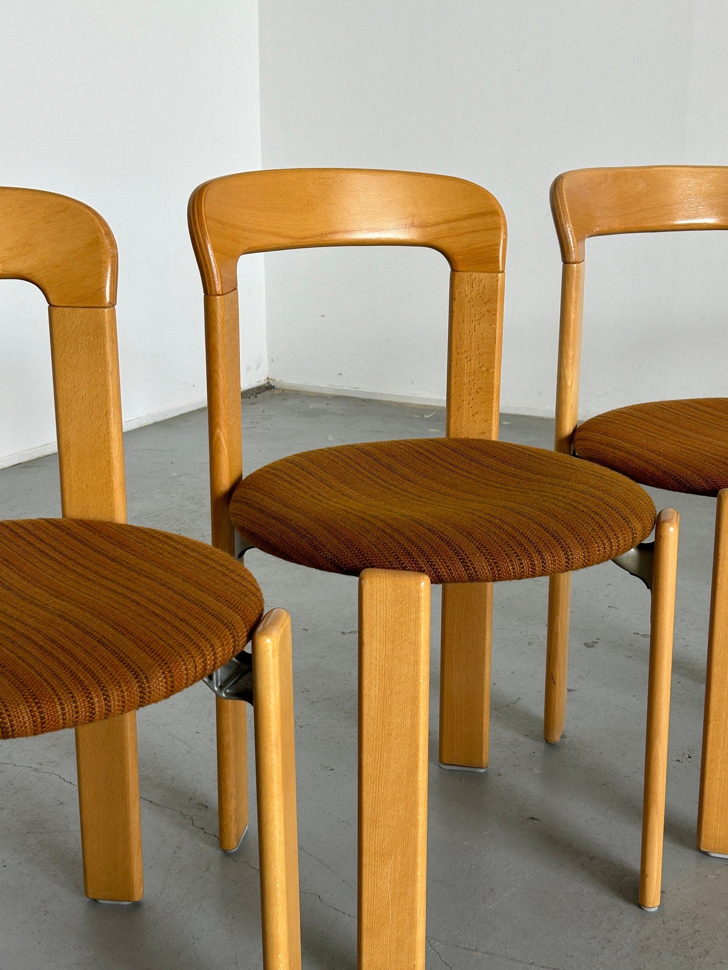 1 of 6 Bruno Rey stackable Mid-Century Modern dining chairs for Kusch+Co, 1990s Germany Vintage