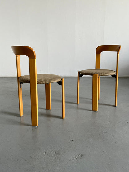 Ensemble de 2 chaises à manger empilables modernes du milieu du siècle Bruno Rey pour Kusch+Co, millésime allemand des années 1990