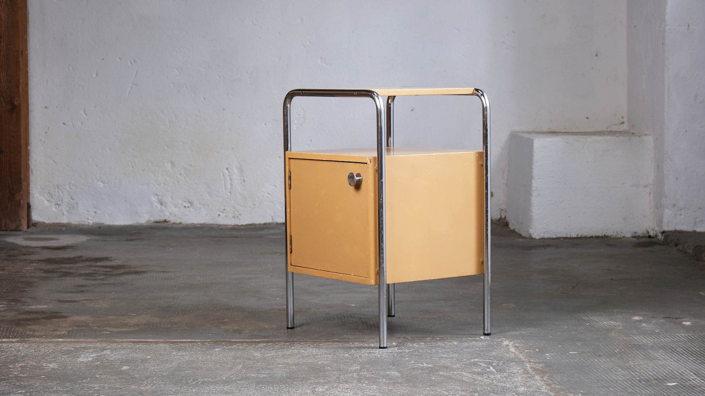 Bauhaus bedside table by Slezák in apricot-beige Vintage