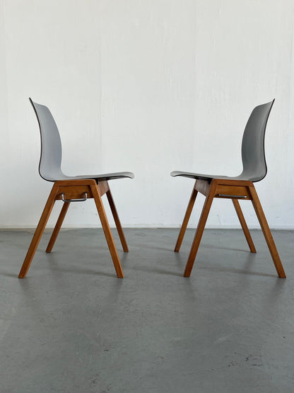 Chaises de salle à manger empilables modernes du milieu du siècle, Adam Stegner pour Pagholz Flötotto, vintage des années 1960