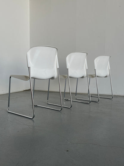 1 of 8 white SM 400 Swing chairs by Gerd Lange for Drabert, 1979 / Retro plastic dining chairs vintage