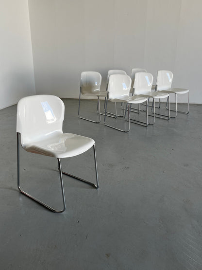 1 des 8 balançoires SM 400 blanches de Gerd Lange pour Drabert, 1979 / chaises de salle à manger rétro en plastique vintage