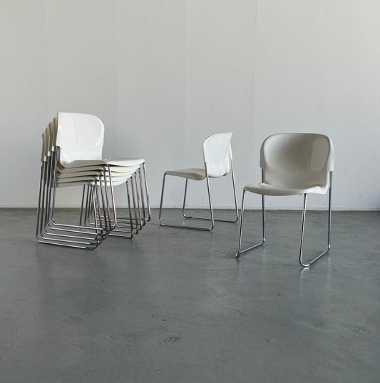 1 of 8 white SM 400 Swing chairs by Gerd Lange for Drabert, 1979 / Retro plastic dining chairs vintage