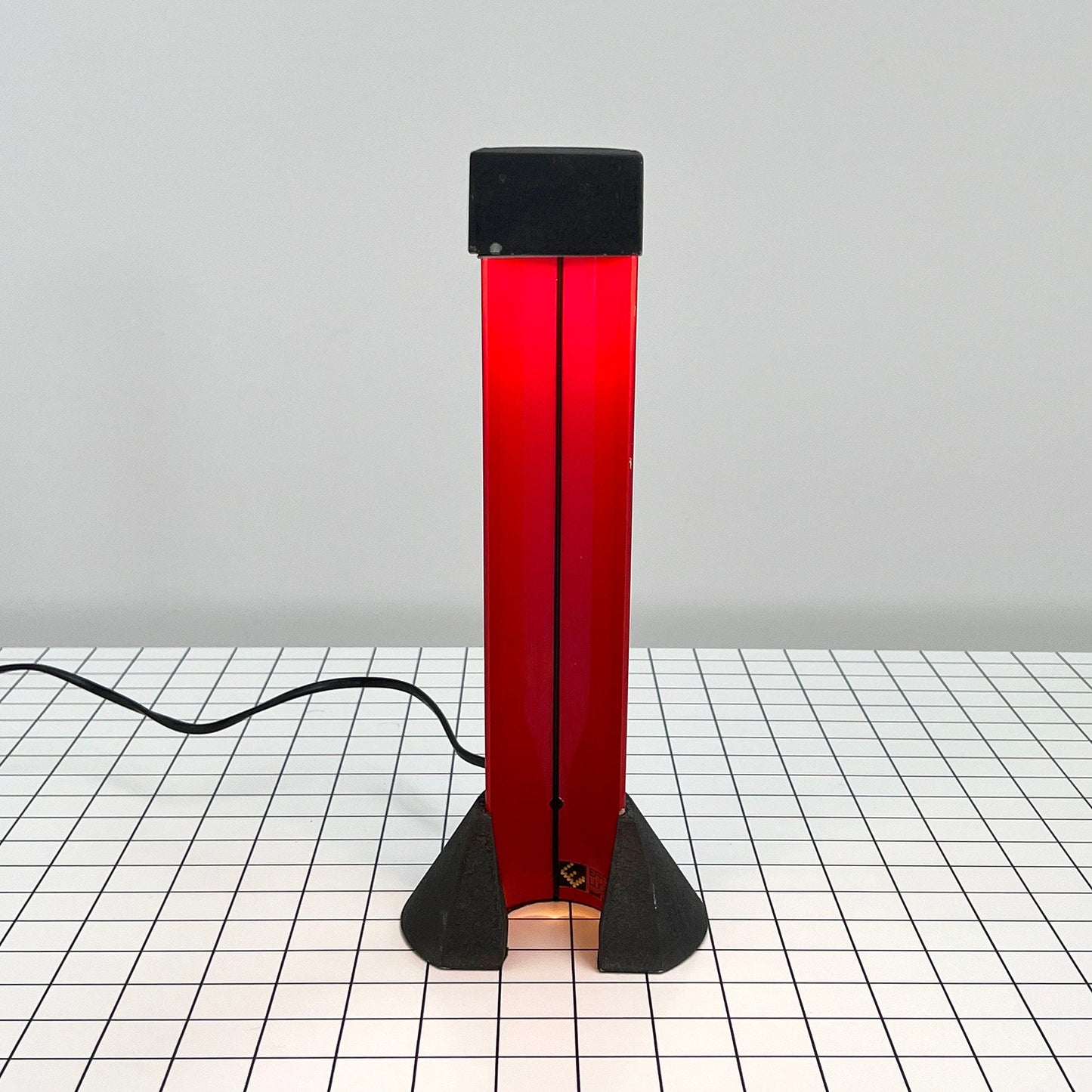 Black and red metal table lamp by Effetto Luce, 1980s vintage