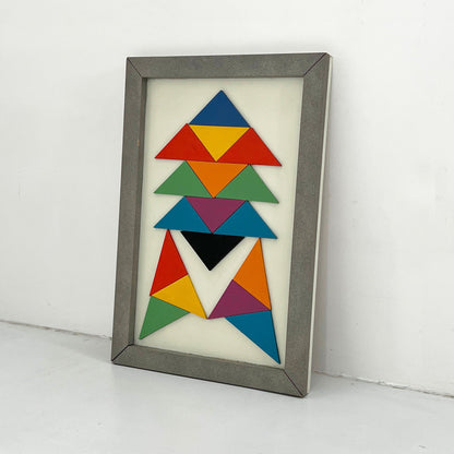 Gerahmte geometrische Wandkunst, 1980er Vintage