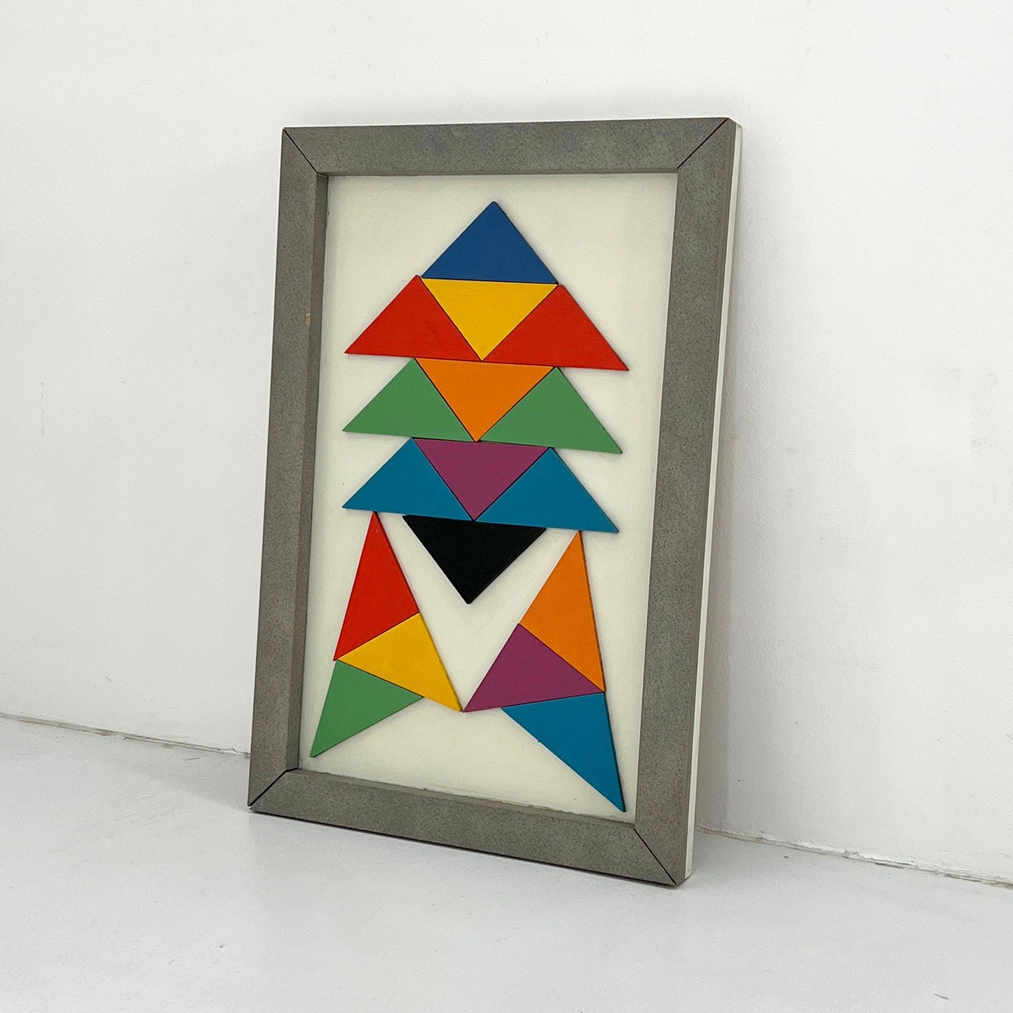 Framed geometric wall art, 1980s vintage