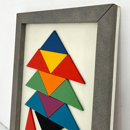 Framed geometric wall art, 1980s vintage