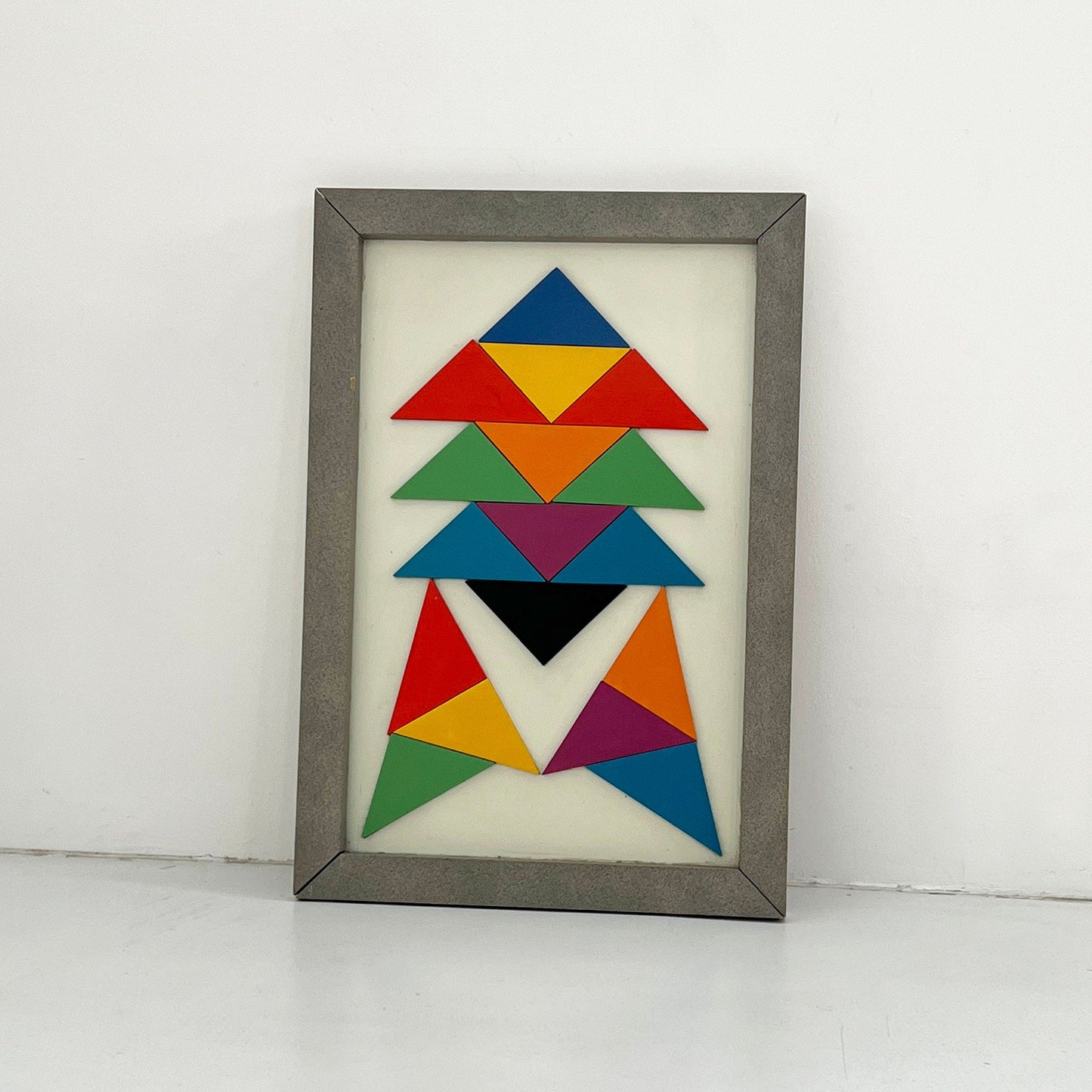 Framed geometric wall art, 1980s vintage