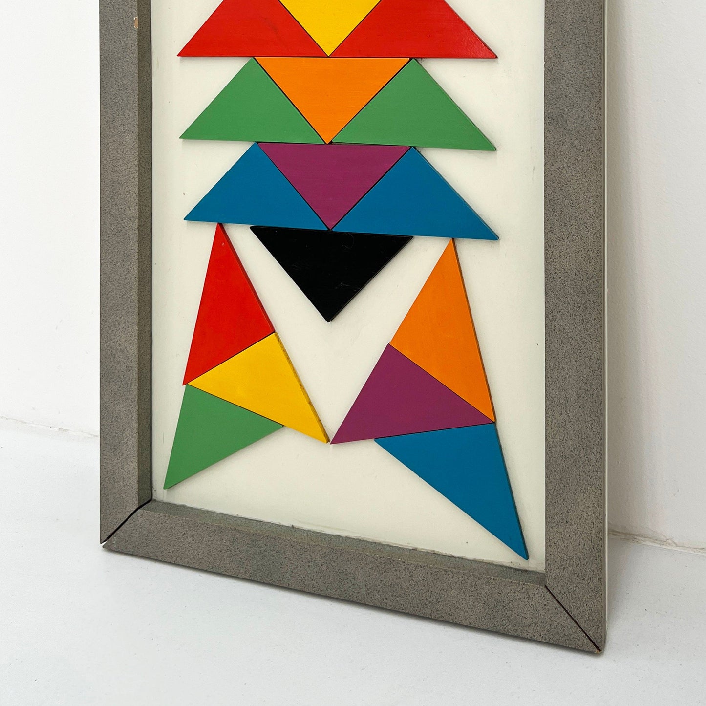 Framed geometric wall art, 1980s vintage