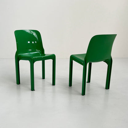 Set of 4 Selene chairs by Vico Magistretti for Artemide, 1970s vintage