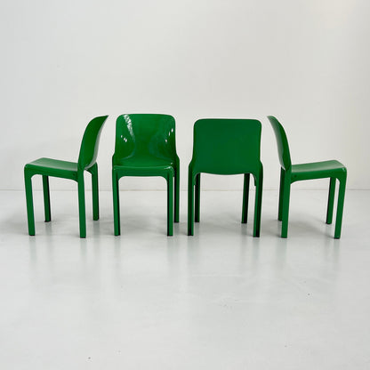 Suite de 4 chaises Selene de Vico Magistretti pour Artemide, vintage 1970