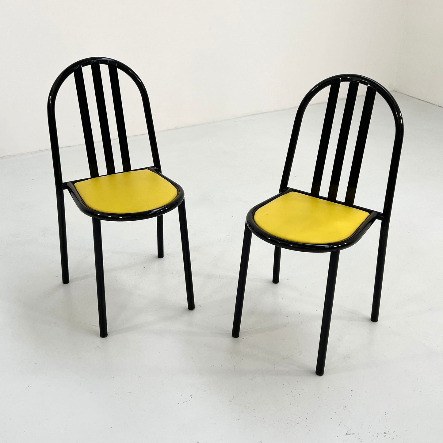 4 Chaises No.222 en Tissu Jaune par Robert Mallet-Stevens pour Pallucco Italia, 1980 Vintage