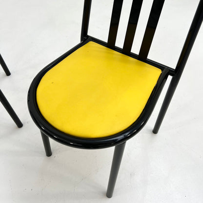 4 Chaises No.222 en Tissu Jaune par Robert Mallet-Stevens pour Pallucco Italia, 1980 Vintage