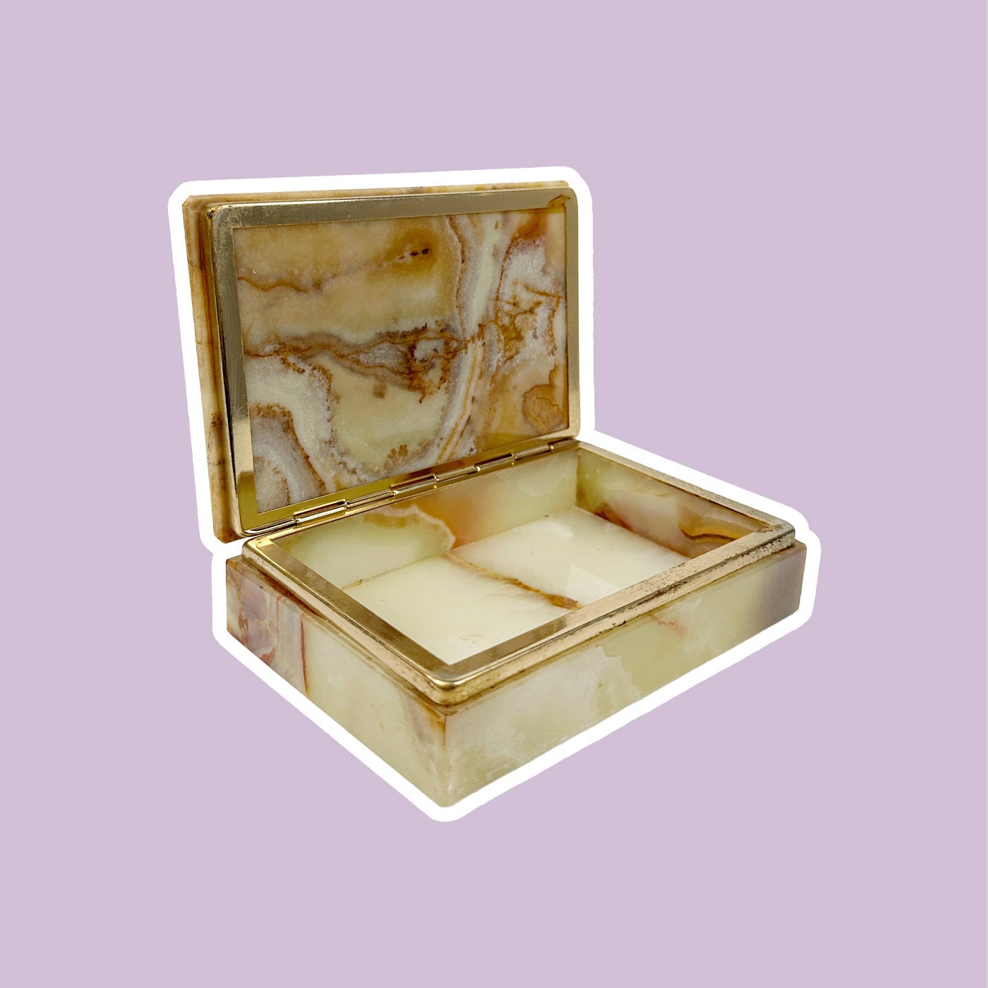 Massiv Vintage alabaster Marmor Italien Schmuckkästchen Schatulle Zigarettenkiste Stein Onyx Box Dose Carrara Italienisch