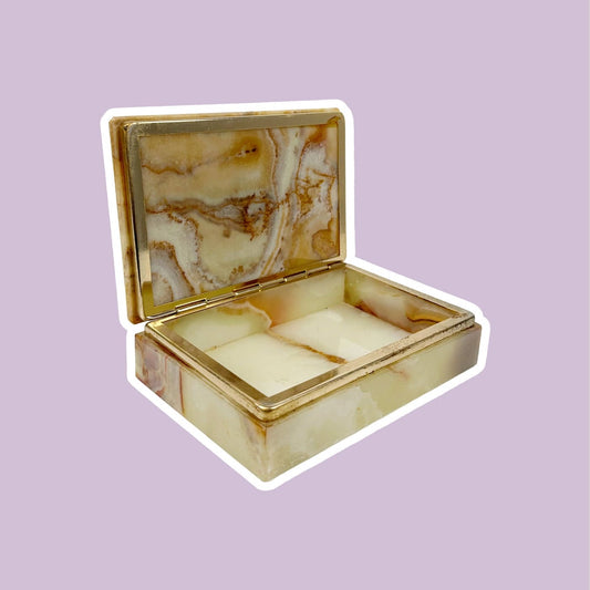 Massiv Vintage alabaster Marmor Italien Schmuckkästchen Schatulle Zigarettenkiste Stein Onyx Box Dose Carrara Italienisch