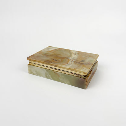 Solid vintage alabaster marble Italy jewelry box casket cigarette box stone onyx box tin Carrara Italian