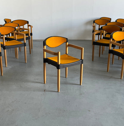 Stackable "Strax" Armchairs by Hartmut Lohmeyer for Casala in Orange Fabric, 1980s Germany Vintage