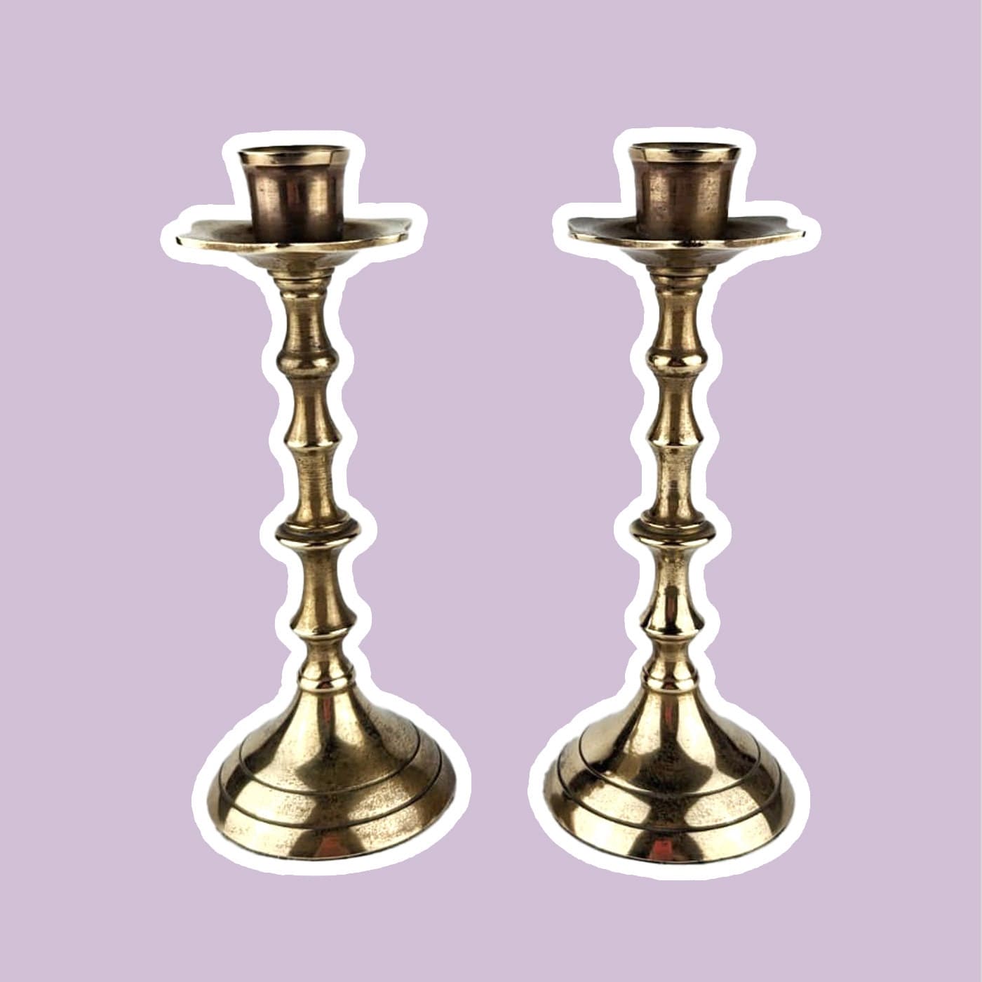 Set of 2 brass candle holders candlesticks candlestick metal gold classic classicism noble mid century vintage