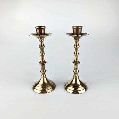 Set von 2 messing Kerzenhalter Kerzenleuchter Kerzenständer Metall Gold Klassisch Klassizismus Edel Mid Century Vintage