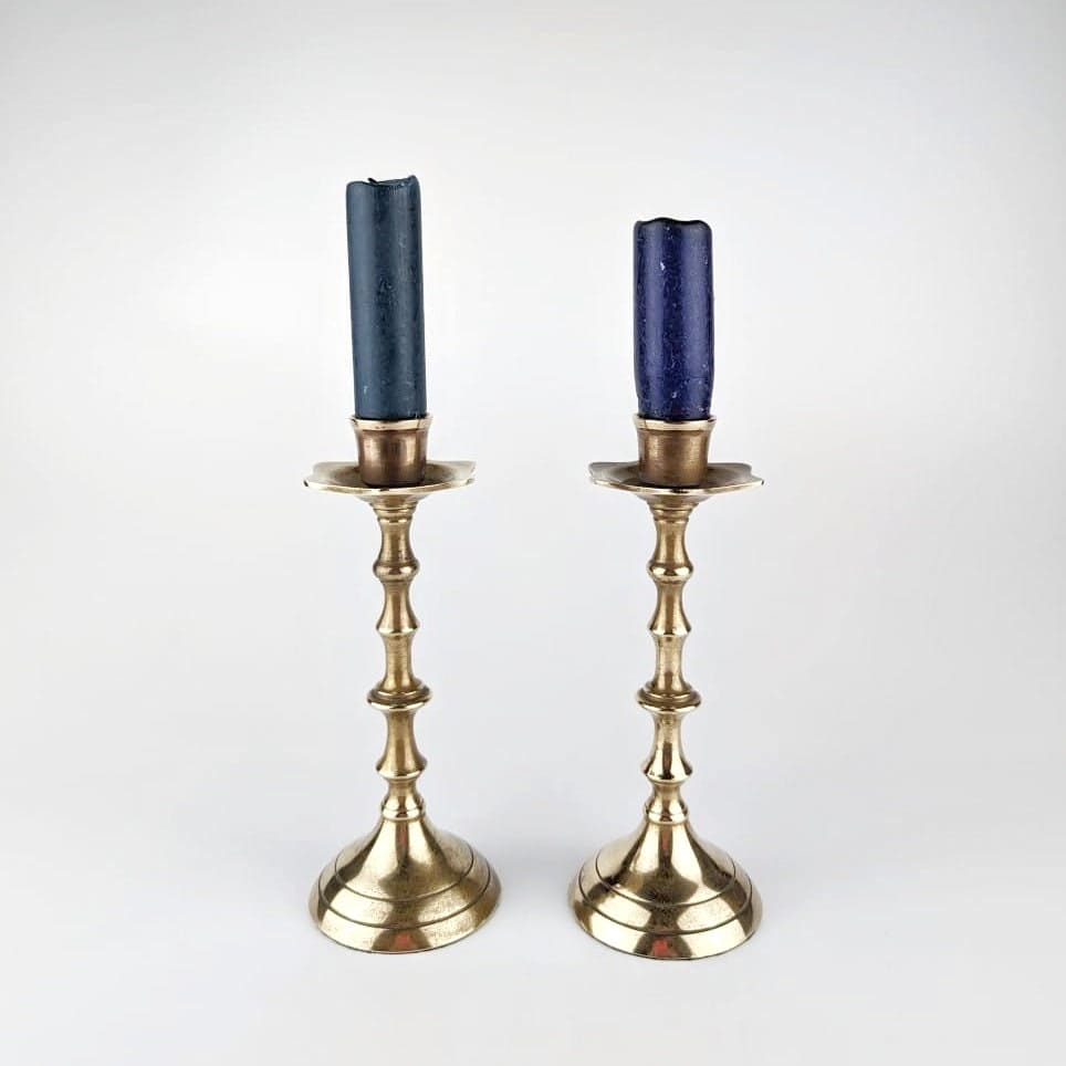 Set of 2 brass candle holders candlesticks candlestick metal gold classic classicism noble mid century vintage