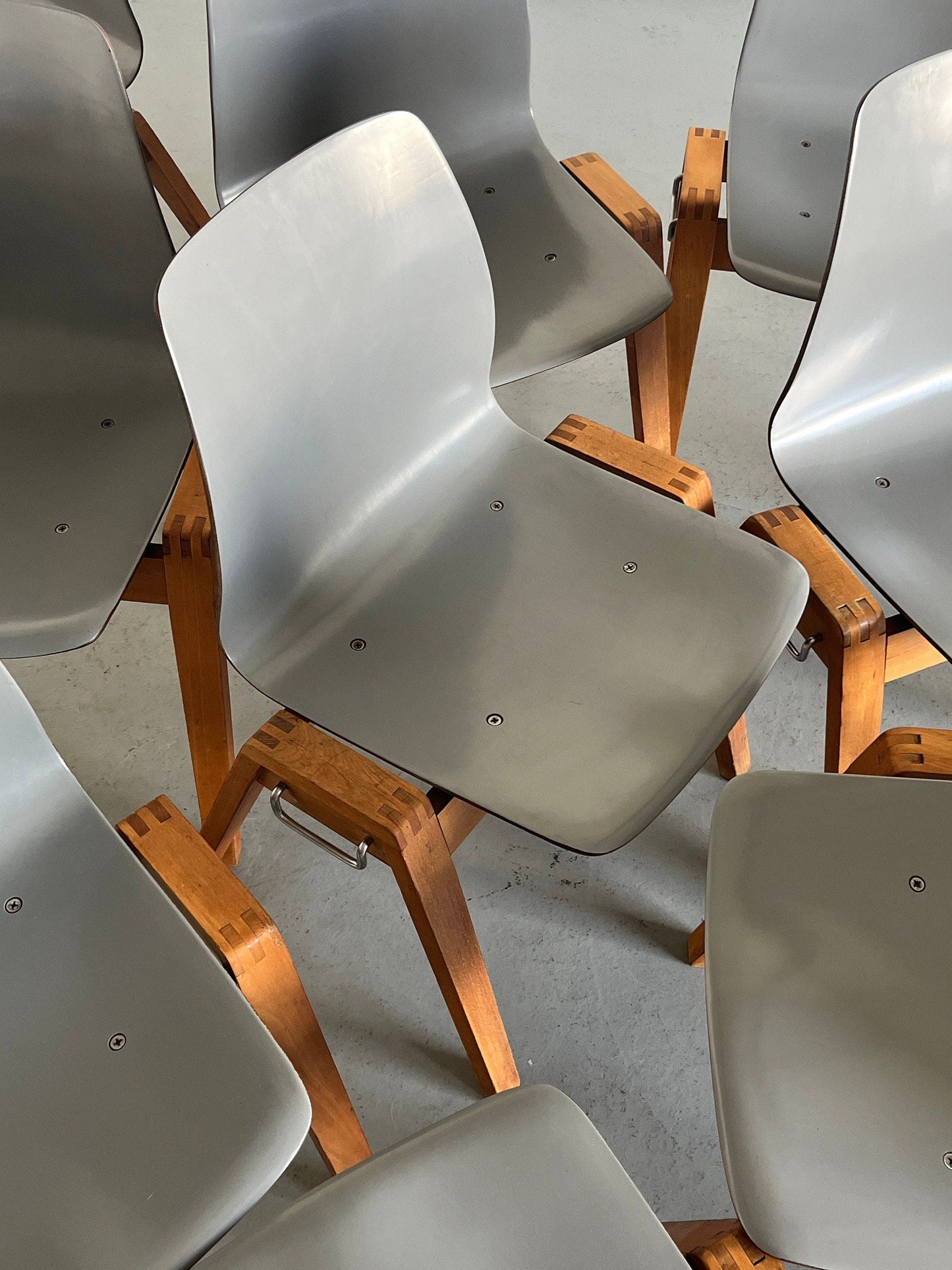 Chaises de salle à manger empilables modernes du milieu du siècle, Adam Stegner pour Pagholz Flötotto, vintage des années 1960