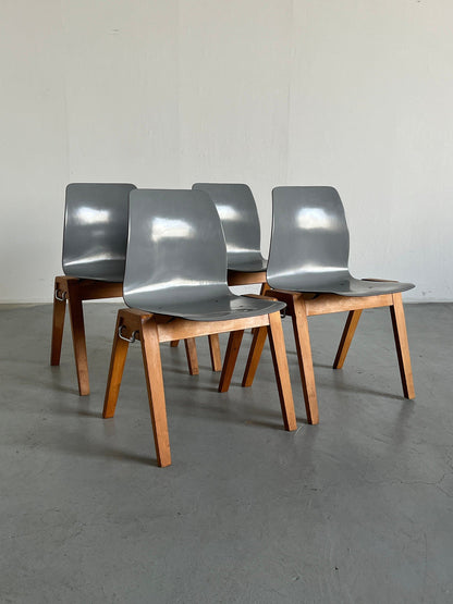 Chaises de salle à manger empilables modernes du milieu du siècle, Adam Stegner pour Pagholz Flötotto, vintage des années 1960