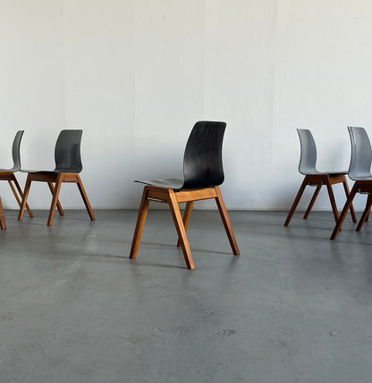 Chaises de salle à manger empilables modernes du milieu du siècle, Adam Stegner pour Pagholz Flötotto, vintage des années 1960