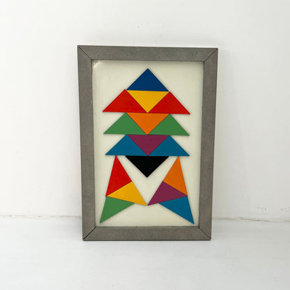 Framed geometric wall art, 1980s vintage