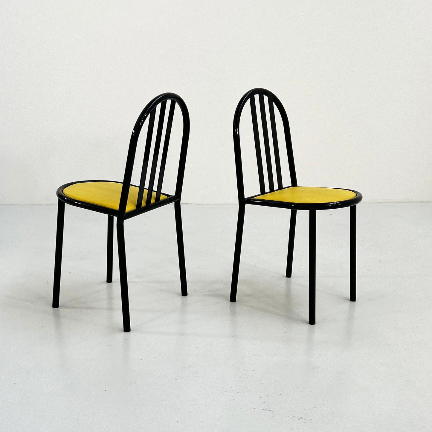 4 Chaises No.222 en Tissu Jaune par Robert Mallet-Stevens pour Pallucco Italia, 1980 Vintage