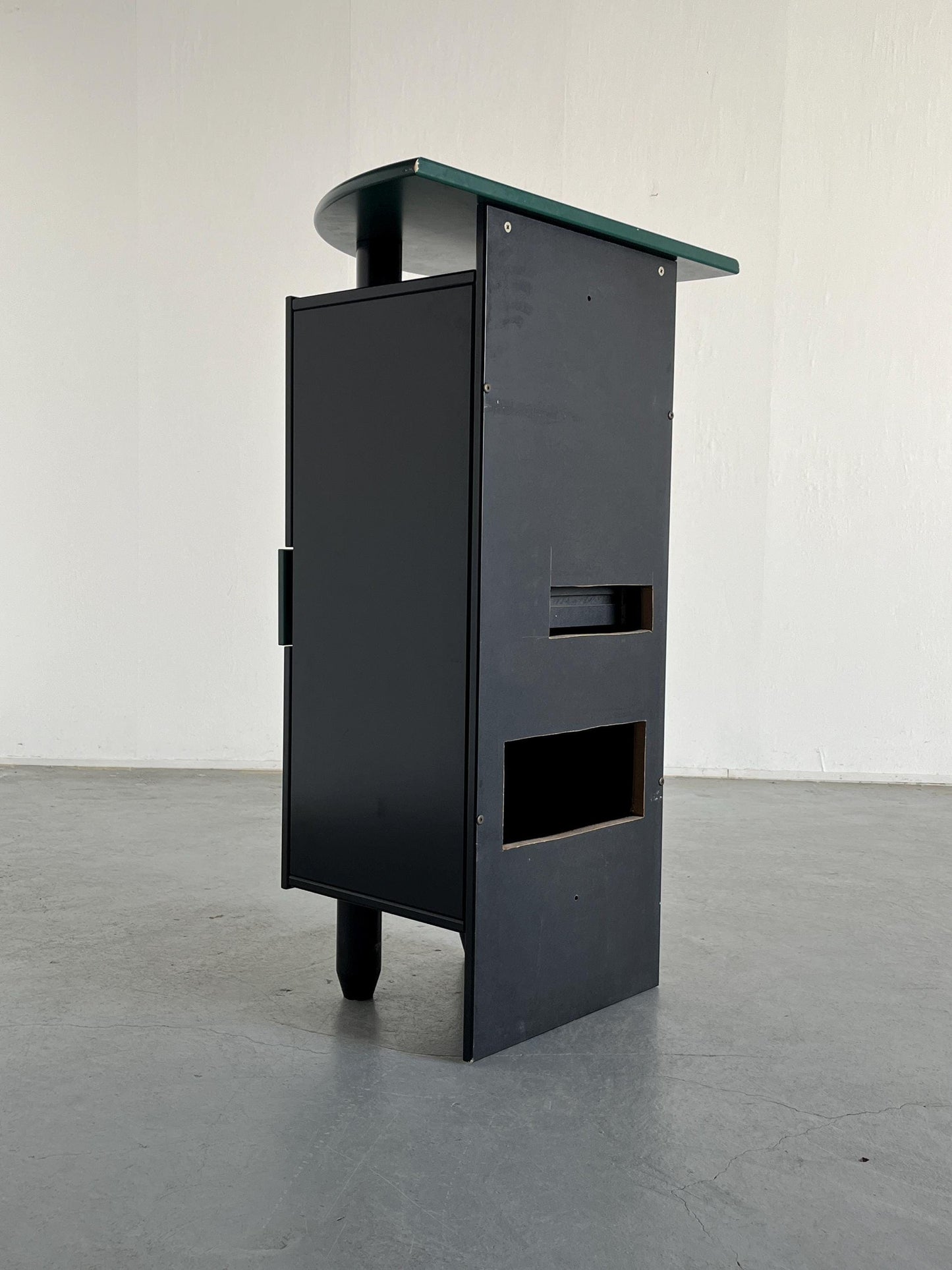 Postmodern Memphis Style Bar Cabinet in Black and Green Wood, in the style of Peter Maly, 1980s Vintage