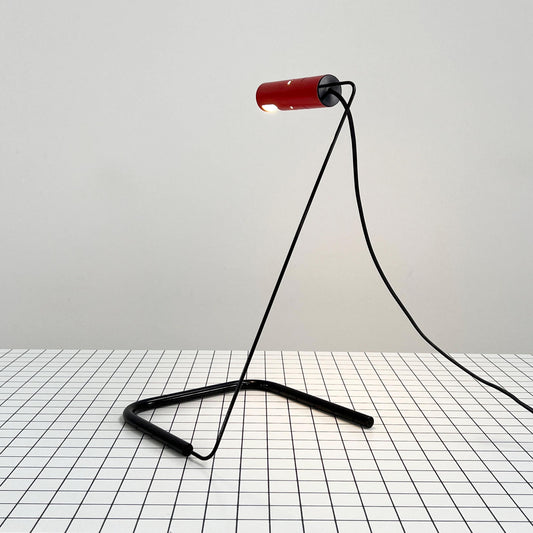 Red Slalom desk lamp by Vico Magistretti for Oluce, 1980s vintage