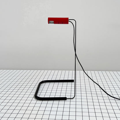 Red Slalom desk lamp by Vico Magistretti for Oluce, 1980s vintage