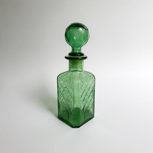 Carafe de bouteille en verre vert Empoli années 60 Carafe du milieu du siècle Italie vintage