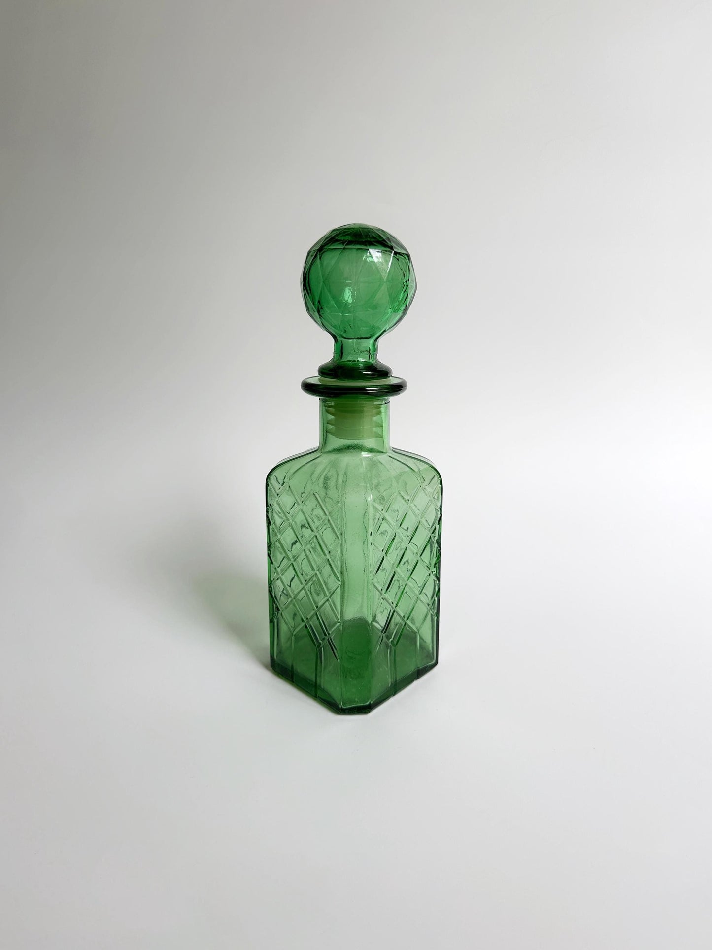 Empoli Green Glass Bottle Decanter 60s Mid Century Carafe Italy Vintage