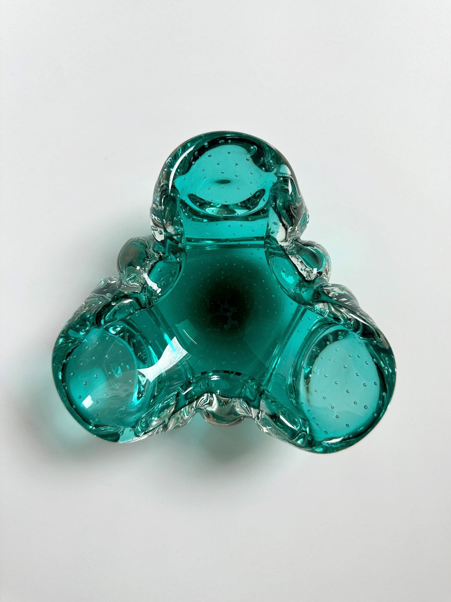 Cendrier Murano Barovier Toso Bullicante Vert Menthe Turquoise Bulles Bulles Lourdes Italie Années 70 70 Années 1970 Vintage