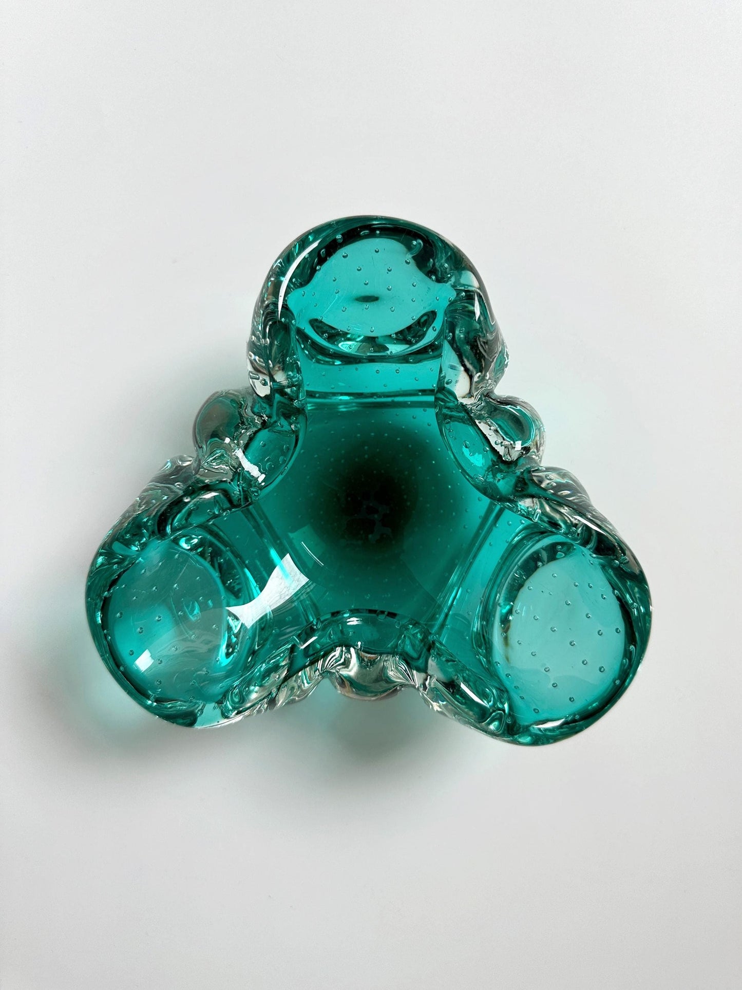 Murano Ashtray Barovier Toso Bullicante Mint Green Turquoise Bubbles Heavy Italy 70s 1970 Vintage