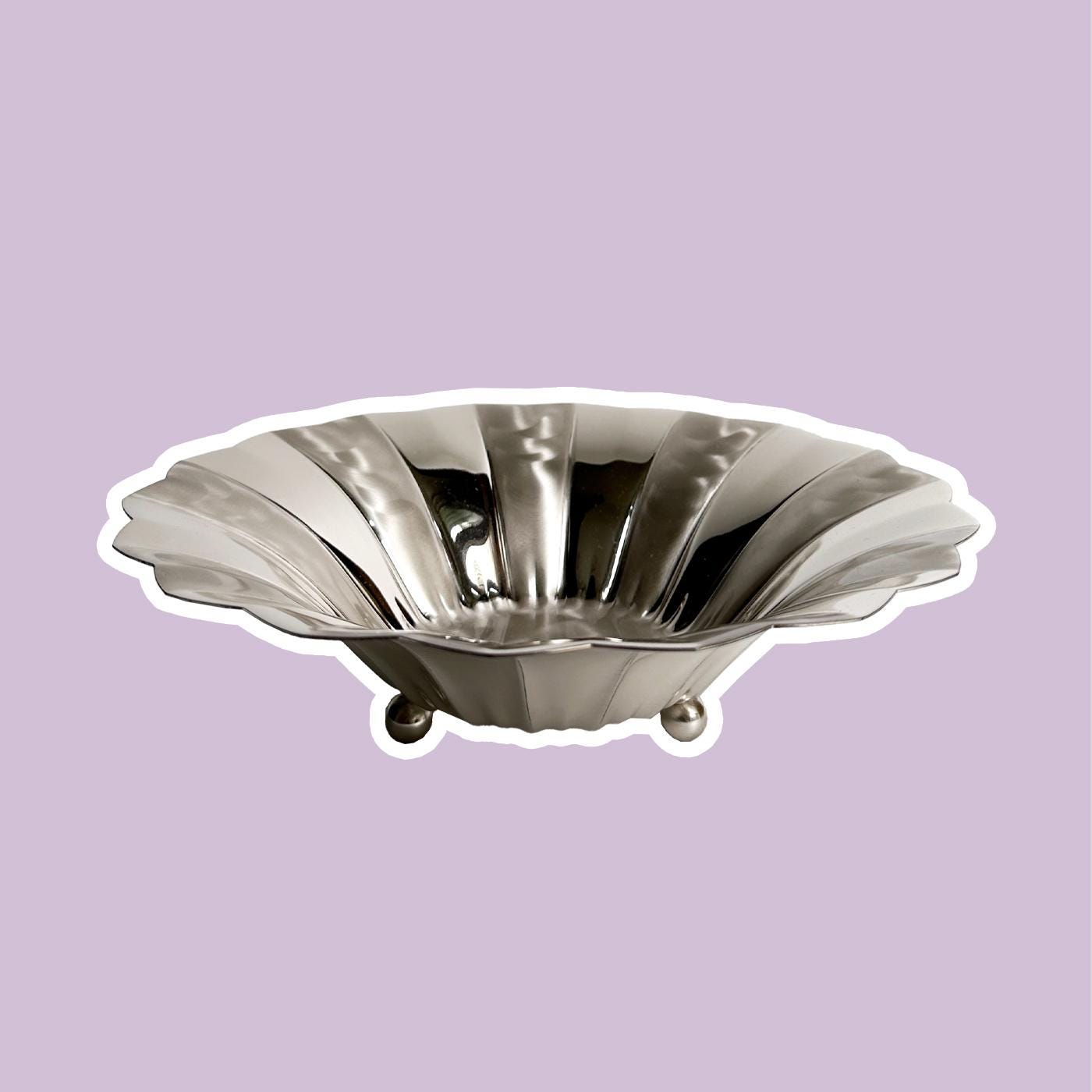 WMF IKORA silver-plated metal bowl from the 60s Art Deco stripe decor plate serving bowl silver Germany tarnish-proof vintage