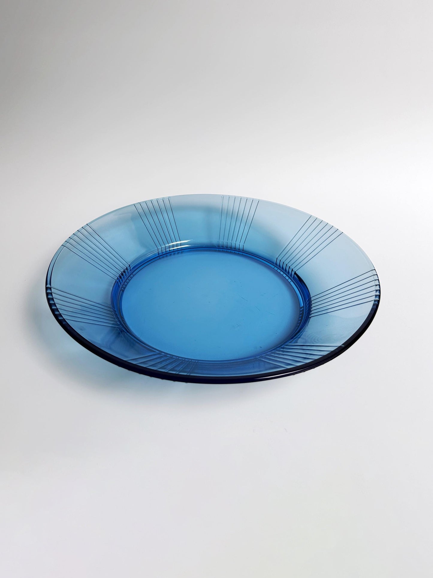 Français Table Set Bowl Bowl 80s Art Déco Revival Cobalt Blue Glass Luminarc Arcoroc vintage