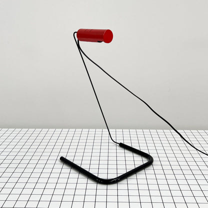 Red Slalom desk lamp by Vico Magistretti for Oluce, 1980s vintage