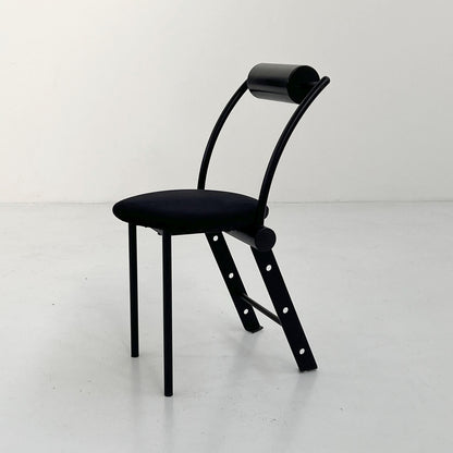 Postmodern chair with velvet seat, 1980s vintage