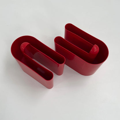 Set of 2 Red Space Age Magazine Racks by Rodolfo Bonetto for Intercom, 1970s Vintage