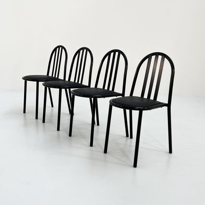 4 black seating No. 222 chairs by Robert Mallet-Stevens for Pallucco Italia, 1980 Vintage