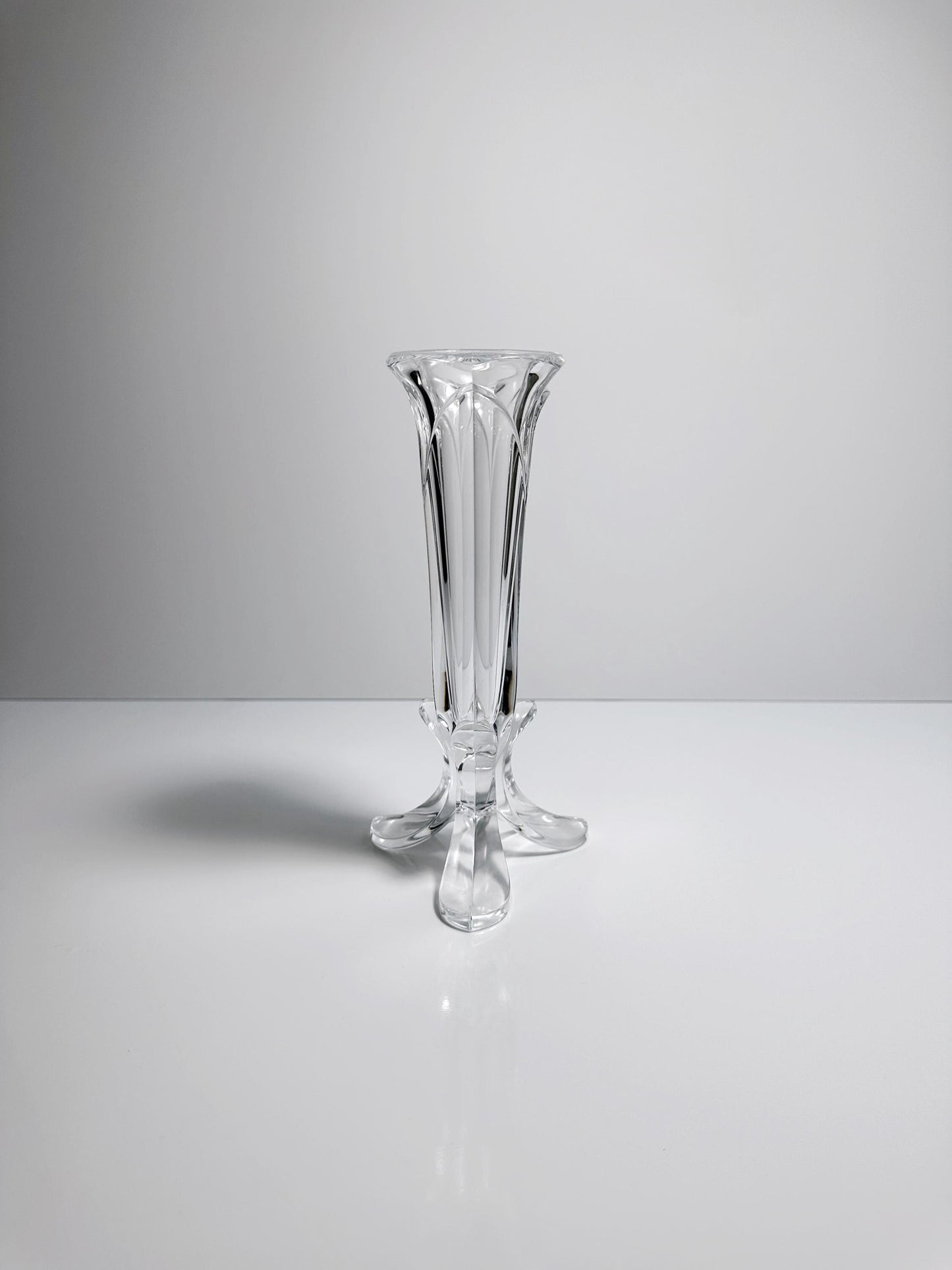 Vase à pieds vintage Vase à fleurs années 80 Verre Cristal Pied Bol Calice Coupe Art Déco Revival