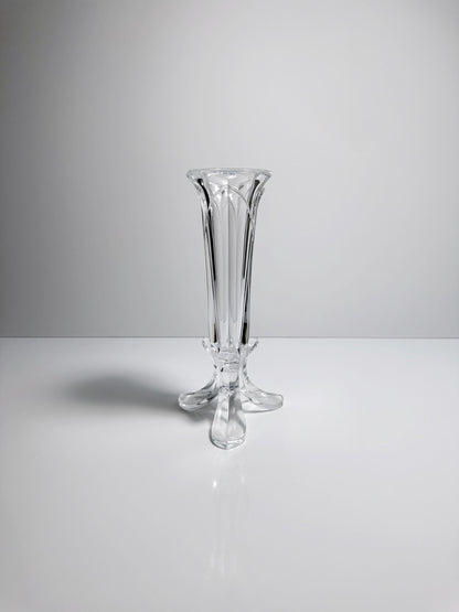 Vase à pieds vintage Vase à fleurs années 80 Verre Cristal Pied Bol Calice Coupe Art Déco Revival