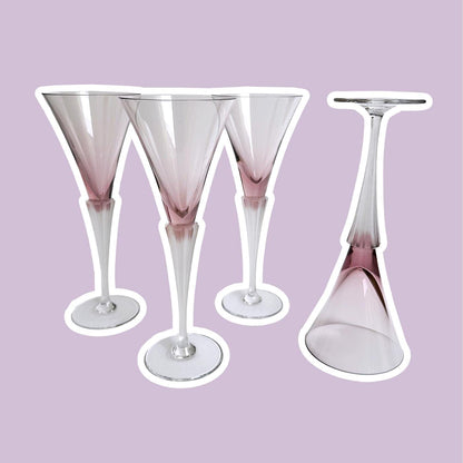 4 verres à vin mousseux style champagne années 80 postmoderne art déco revival cristal verre cristal zwiesel vintage