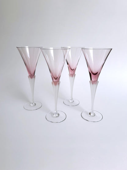 4 verres à vin mousseux style champagne années 80 postmoderne art déco revival cristal verre cristal zwiesel vintage