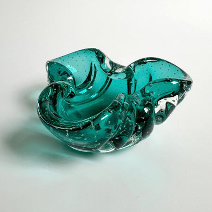 Cendrier Murano Barovier Toso Bullicante Vert Menthe Turquoise Bulles Bulles Lourdes Italie Années 70 70 Années 1970 Vintage