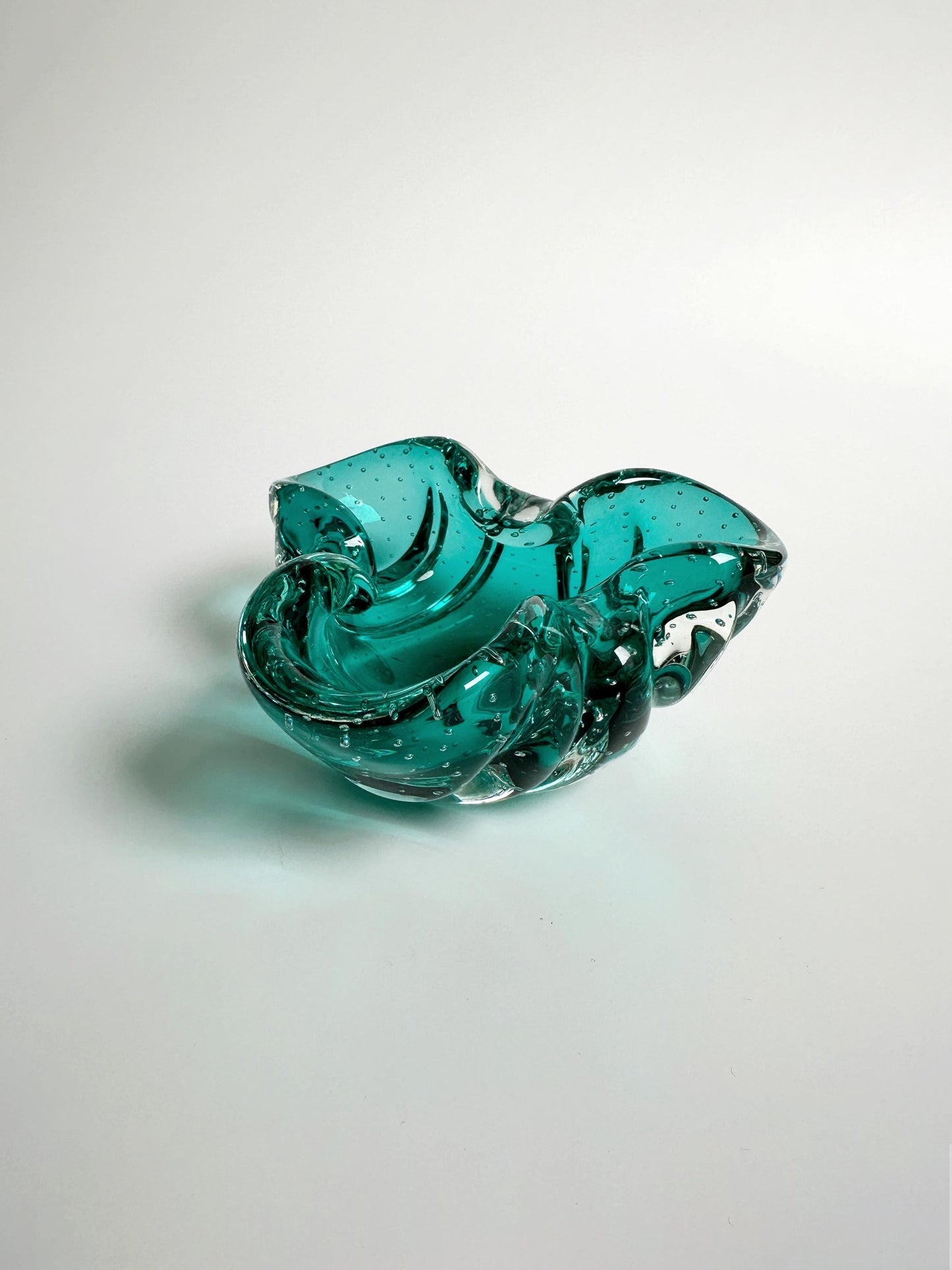 Murano Ashtray Barovier Toso Bullicante Mint Green Turquoise Bubbles Heavy Italy 70s 1970 Vintage