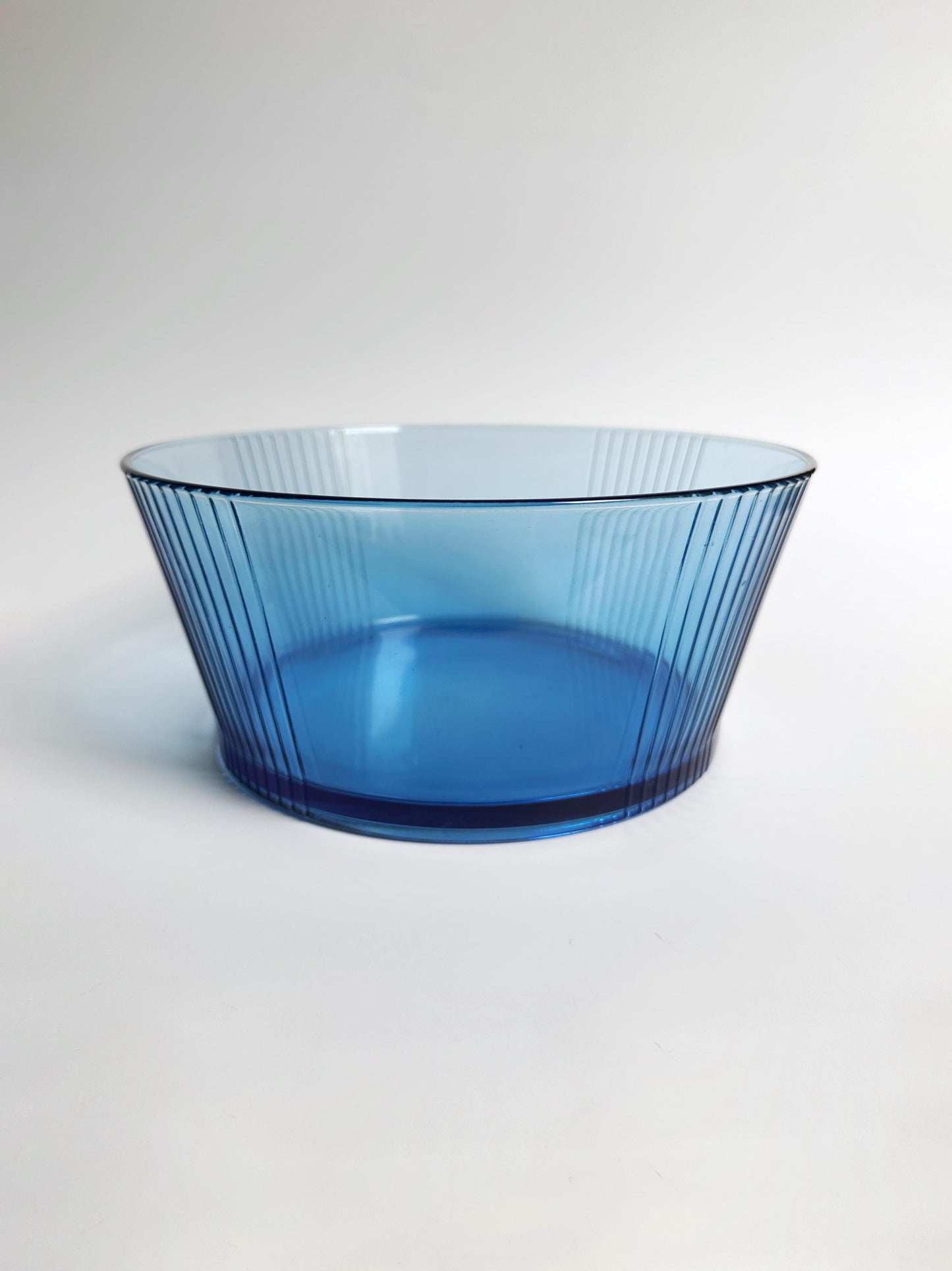 Français Table Set Bowl Bowl 80s Art Déco Revival Cobalt Blue Glass Luminarc Arcoroc vintage