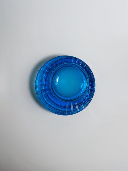 Vintage Böhmischer Aschenbecher Schale Azur Blau CZ Glas Blau 60er 70er Seguso Kobalt Ultramarine Blau